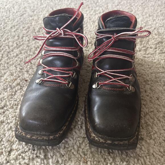 Vtg Fabiano Leather Ski Boots 6.5 Made in Italy Nordic 3-Pin Retro Cabin Decor main image 6